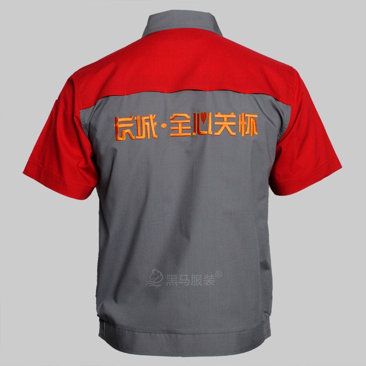 長(zhǎng)城汽車短袖工作服背面圖-全心關(guān)愛(ài)